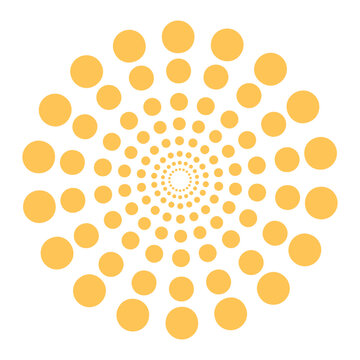 Vibrant yellow dot pattern creating dynamic spiral effect
