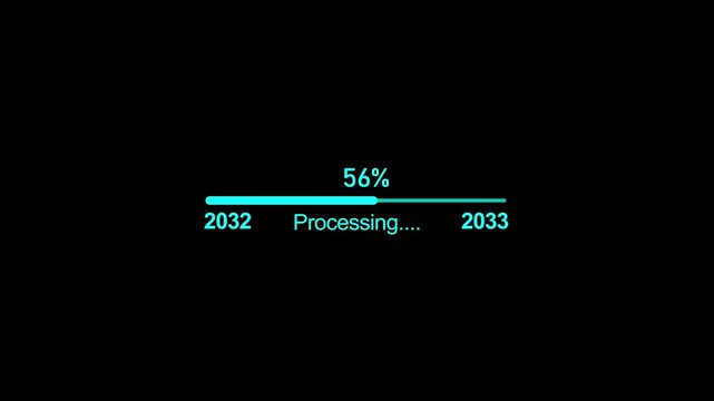 Abstract loading bar progress from 2032 to 2033 new year concept animation background. and processing to complete 1 to 100% animation . and creating a stunning 4k video.