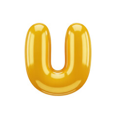 Golden letter u isolated on transparent background