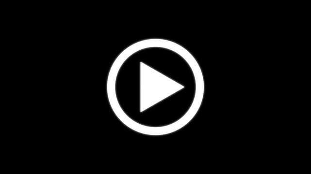 Play icon, play pulse button, video play icon for website and mobile design animation on black background, glowing play button animation, Press to play, On black background