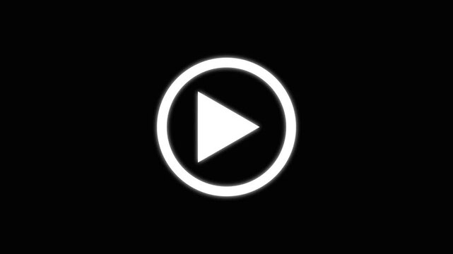 Play button icon animation on circle. Video play button icon concept