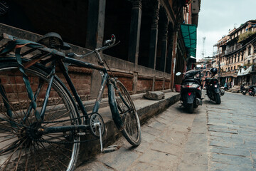 street view of kathmandu old town, nepal