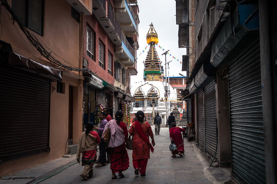 street view of kathmandu old town, nepal