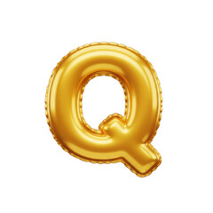 Golden foil letter q isolated on transparent background
