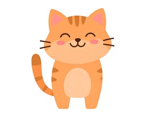 Obraz premium Happy Cartoon Orange Cat with Stripes.