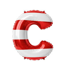 Red and white balloon letter c isolated on transparent background