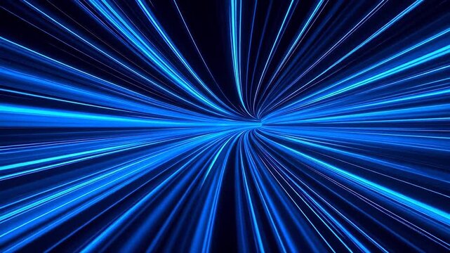 Blue light streaks in dark tunnel