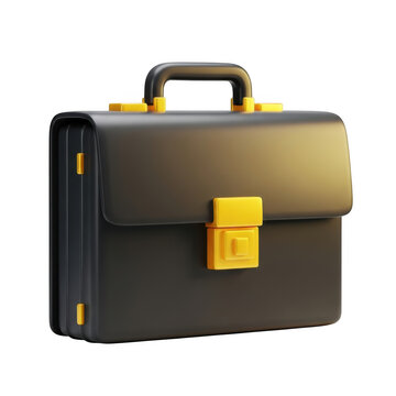 3d rendered professional briefcase with gold accents