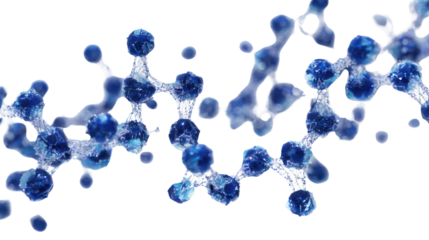 Ultramarine protein structures frozen in a crystal isolated on white background 