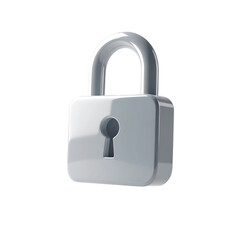 Silver Padlock with Keyhole Unlocked Position.