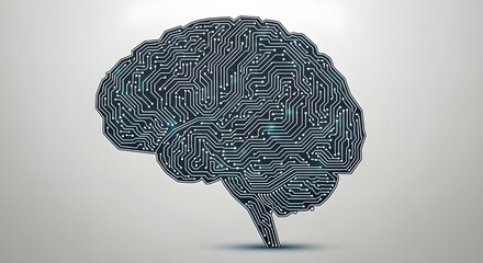 3D human brain with circuit technology innovation futuristic digital neural network concept