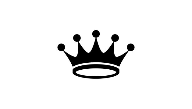 black crown icon with five points and balls on transparent background transparent background