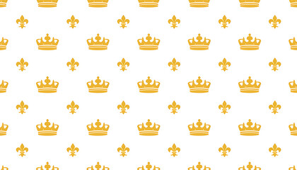 gold crown and fleur de lis symbols on white background transparent background © Mustakim