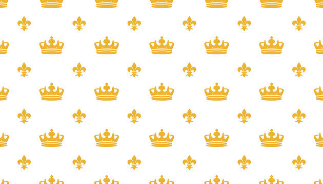 gold crown and fleur de lis symbols on white background transparent background