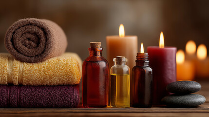 exclusive massage atmosphere with candles and fragrant aromas