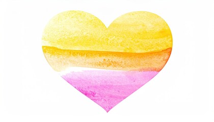 Heart shape with watercolor stripes of yellow, orange, and pink