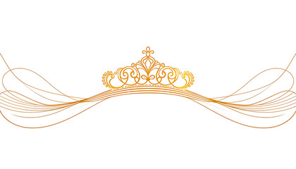 Golden tiara with wavy lines on white background transparent background © Mustakim