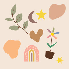 Boho Color Illustration Icon Vector for Decorative Design