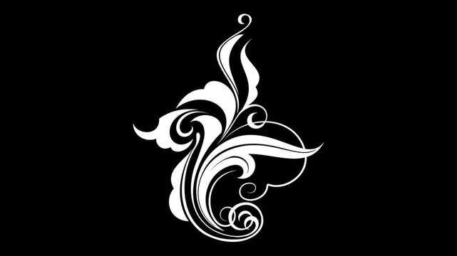 vector illustration of filigree floral design element on alpha background