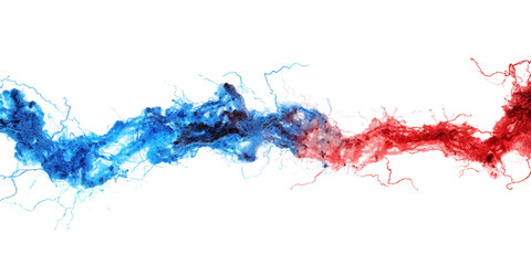 Red and blue lightning border isolated on the transparent background.