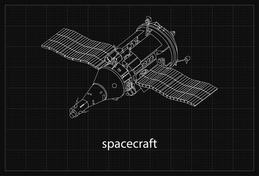 Spacecraft Blueprint Background Simple Vektor Flat Design
