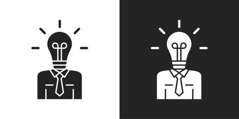 Intelligence Icon In Black And White Glyph Style
