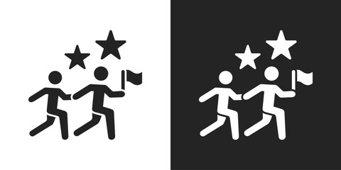 Leadership Icon In Black And White Glyph Style