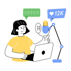 Trendy style illustration of recording podcast 