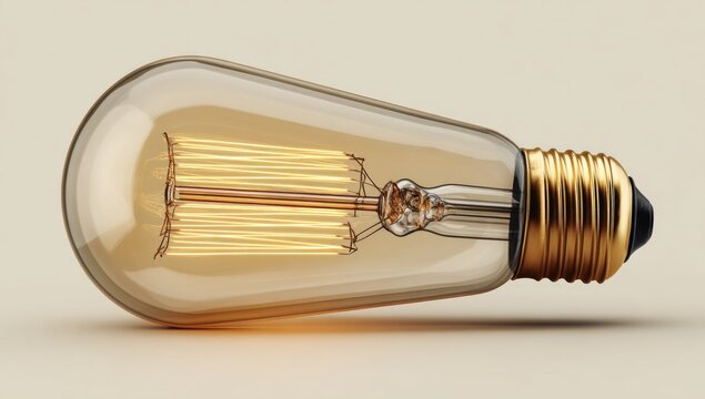 A single halogeen light bulb with a golden filament and edison screw base.