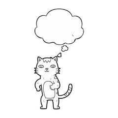Obraz premium Thoughtful cat standing with thought bubble