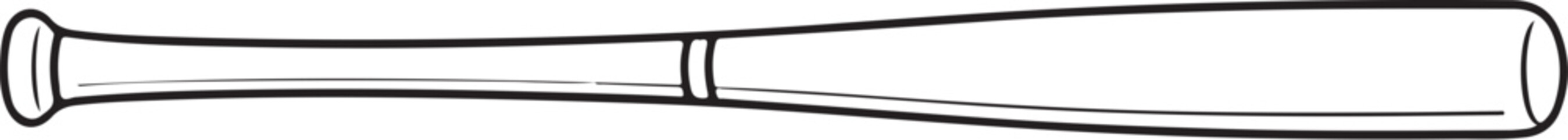 Obraz premium Wooden Baseball Bat Black and White Line Art Illustration