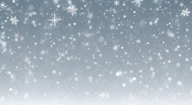 Gentle snowfall in a winter scene with sparkling snowflakes and bokeh effect - Powered by Adobe