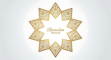 Golden Islamic Pattern Ramadan Mubarak Greeting Card Design