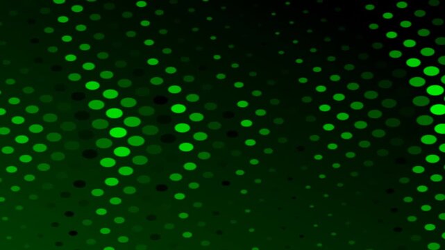 Green Dots on Black Background in Motion