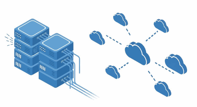 Cloud Computing Data Storage and Transfer Illustration.