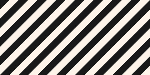 Simple black and white vector stripes texture. Seamless pattern with straight diagonal lines, 45 degrees inclination. Abstract minimal striped background. Basic geo pattern. Modern repeated design