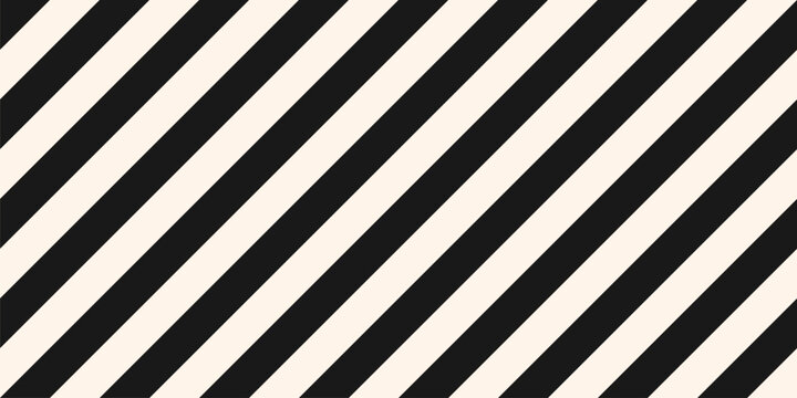 Simple black and white vector stripes texture. Seamless pattern with straight diagonal lines, 45 degrees inclination. Abstract minimal striped background. Basic geo pattern. Modern repeated design