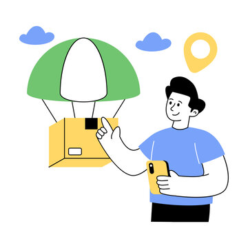 An illustration design of parachute delivery