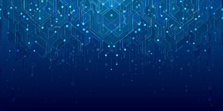 Abstract blue background featuring intricate digital circuitry and glowing connections