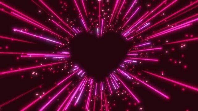 Love bursts into light. Valentine background animated footage of a glowing heart and endless romance