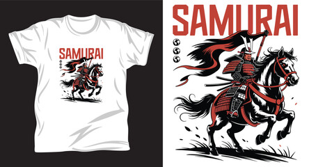 Samurai graphic vector t shirt design print.