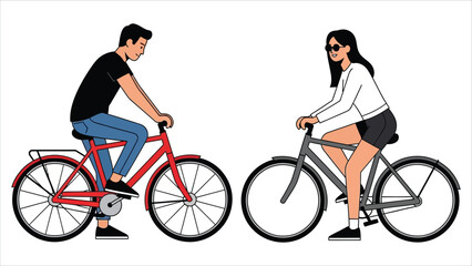Naklejka premium Young Couple Enjoying Bicycle Ride Together Illustration.eps
