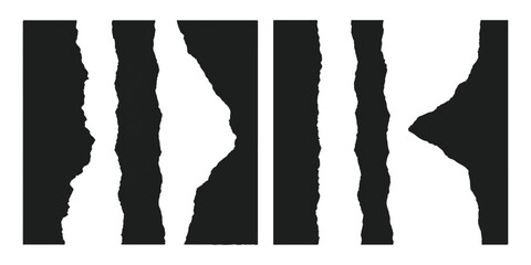 Collection of torn paper edge graphics with irregular shapes isolated on white background © GraphixEra