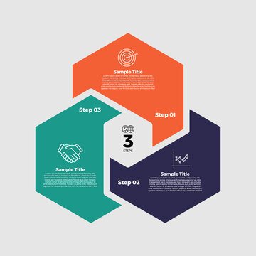 Venn diagram infographic chart template for business 3 parts, options, presentation with venn diagram elements vector editable illustration.	