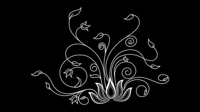 vector illustration of filigree floral design element on alpha background