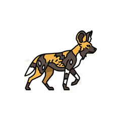 Fototapeta premium African Wild Dog Walking Side View Illustration