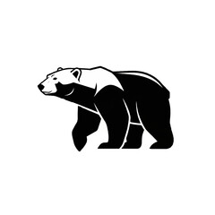 Obraz premium Black and White Bear Silhouette Icon