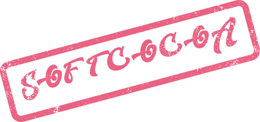 This rectangular grunge style pink SOFT GOA rubber stamp symbol offers a travel theme ©  Design_ mn