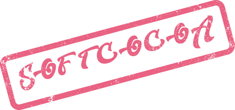 This rectangular grunge style pink SOFT GOA rubber stamp symbol offers a travel theme