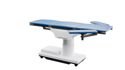 Blue Surgical Operating Table 3D Render Isolated on Transparent Background